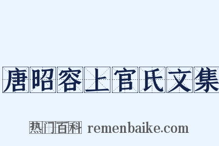 唐昭容上官氏文集是什么意思的图片
